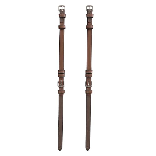 English Bridle Cheek Pieces– 5/8" (16mm) Leather Replacement Cheekpieces with Buckle Fastening – Premium Vegetable-Tanned Leather Horse Tack – Stainless Steel Hardware – Full Size - color: Oak Brown, size: Cob/Medium Size