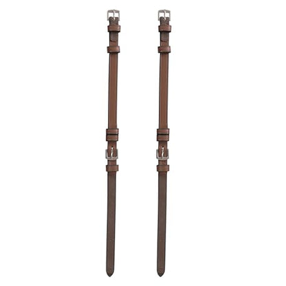 English Bridle Cheek Pieces– 5/8" (16mm) Leather Replacement Cheekpieces with Buckle Fastening – Premium Vegetable-Tanned Leather Horse Tack – Stainless Steel Hardware – Full Size - color: Oak Brown, size: Over/Warm Blood Size