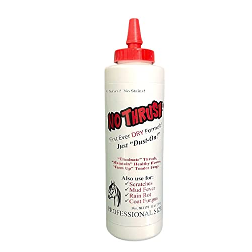 Four Oaks Farm Ventures, No Thrush Dry Powder Treatment for Horses - Wound Care, Scratches, Rain Rot, Mud Fever, Coat Fungus - All Natural Ingredients, Non-caustic, Easy to Use Powder Formula (10 oz) - size: 10 Ounce