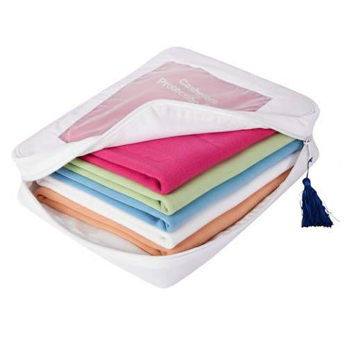 The Cashmere Choice 5 Pack Cashmere Wool Sweater Storage Bags Moth Proof – 100% Cotton Breathable Clothes Protection Pouch – XL - size: 5 Pack XL