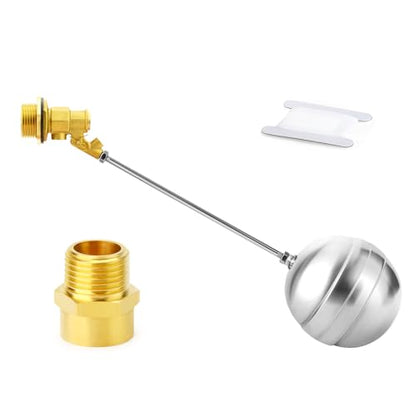 GASHER 1PCS 1" 304 Stainless Steel Float Ball Valve with 1"G Female x 1"NPT Male Adapter, DN25 Adjustable Water Tank Float Ball Valve for Stock Tank Pool Water Level Control - size: 1" DN25
