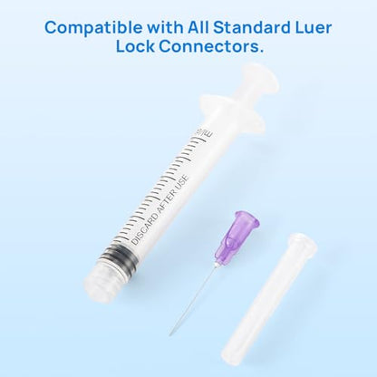 JMU 100 Pcs Dental Irrigation Syringes 3cc with 30G - size: 3ML 30G