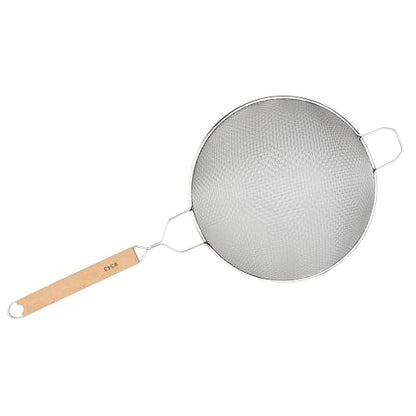Winco MS2K-10D Strainer, 10.5-Inch Diameter, Double Fine Mesh, Medium, Stainless Steel, Tan | Foodservice, Great for Draining Pasta, Rinsing Produce, Straining and Kitchen Prep