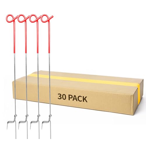 AggFencer Pig Tail Step-in Fence Post, 41 Inches Stainless Steel 30Pack | for Garden and Farm and Livestock, Ideal for Electric Metal Fence Posts Red - size: 41 inch-30 pack