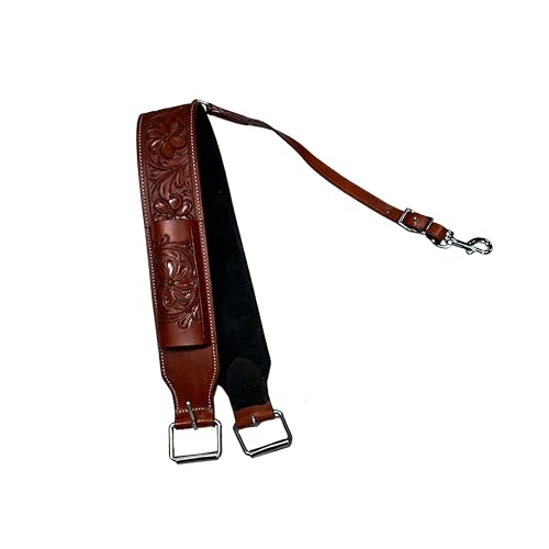 Hulara Western Carved Leather Rear Flank Back Saddle Girth Cinch Belt with Bucking Strap Comfytack |Premium Flank Cinch Belt Leather Horse Girth - color: Brown Flower