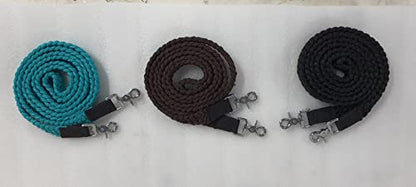 8' Braided Cotton Rein for Horse Headstall with Snaps Soft and Durable Reins - style: Brown