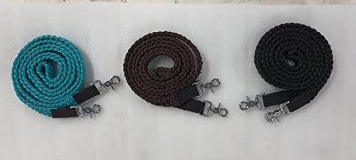 8' Braided Cotton Rein for Horse Headstall with Snaps Soft and Durable Reins - style: Turquoise