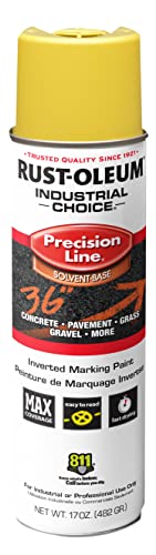 Rust-Oleum 203025 Industrial Choice Inverted Solvent-Based Marking Spray Paint, 17 Oz, High Visibility Yellow - color: High Visibility Yellow, size: 17 Ounce (Pack of 1)