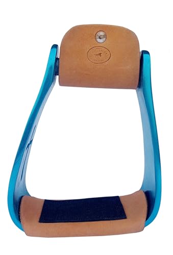 CHALLENGER Horse Saddle Stirrups Western Lightweight Aluminum Engraved Cross Cut-Out 51211 - color: Cross Turquoise