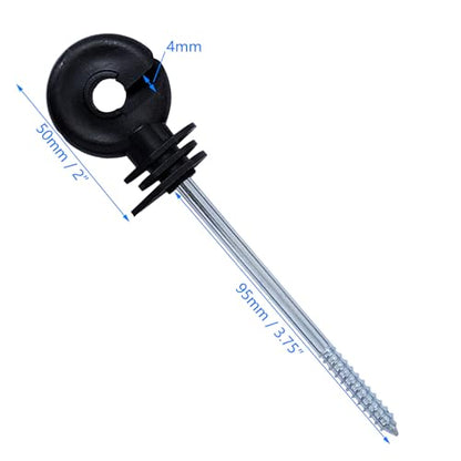 50x 5.9 Inch Electric Fence Wire Insulator Stand Off Screw in Insulator Fence Post Insulator Long Arm Wood Post Insulator for Tape Rope Electric Wire Animal Agricultural Garden Fence Black