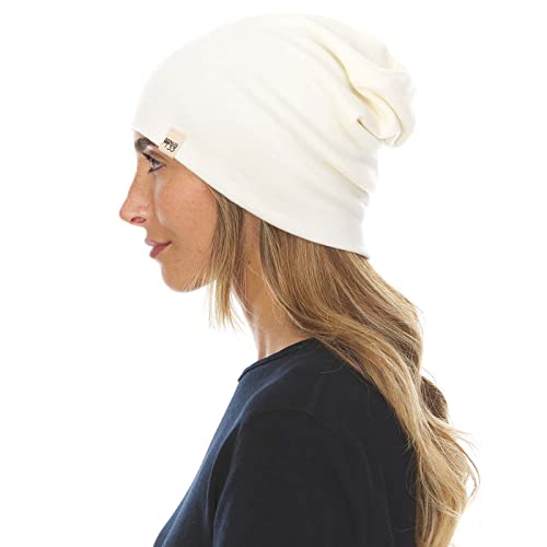 100% Merino Wool Cuff Beanie - Mens & Womens Warm Winter Hat - Watch Cap - Toque - Novelty Beanie - One Size Fits Most - color: Natural Cream