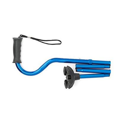 Medline Offset Folding Cane, 4-Point Base With Cushioned Gel Handle, Supports Up To 350 lbs, Blue - color: blue