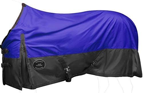 Showman 600 Denier Ripstop Nylon Turnout Waterproof Horse Sheet - color: Blue, size: 74"