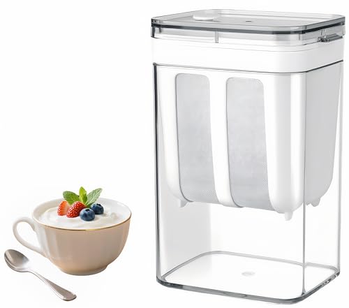 Yogurt Strainer—【1.9QT/0.475GAL Total】 & 【0.9QT/0.23GAL Filter】, Yogurt Strainer Greek Yogurt Strainer Yogurt Press, BPA-Free PP Strainer for Whey Separation（Totle1.9QT） - color: 1.9Quarts-White