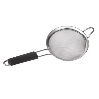 HIC Kitchen Fine Mesh Strainer, 6-Inch, Stainless Steel And Silicone | Support Handle, Silicone Comfort Grip, Fine Mesh Filtration, Non-Reactive, Dishwasher Safe - size: 6-Inch