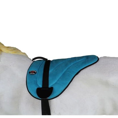 CHALLENGER Western Lightweight Neoprene Padded Bareback Saddle Pad with Stirrups & Cinch – Contoured Synthetic Suede Top, Non-Slip Neoprene Bottom – 23" x 30" - color: Turquoise