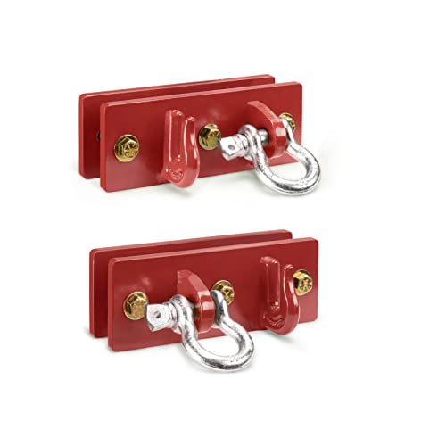 Tractor Bucket Hooks, Bolt On Clevis Mount with 1/2” Shackle, 5/16”Grab Hooks G70 Steel, Shackles Mount with Backer Plate, Heavy Duty Tow Hook for SUV RV UTV Tractors Bucket(Red) - color: Red