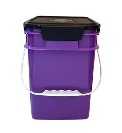 House Naturals 4 Gallon Square Food Grade Bucket Pail with Plastic Handles and Lid (Pack of 3) Made in USA containers (Pink/Magenta/Purple - Black lids) - color: Pink/Magenta/Purple - Black Lids