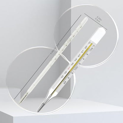 ℉ &℃ Oral Thermometer for Adults and Kids 2PCS - Glass Thermometer for Rectal Temperature - Accurate Easy Reading - AiBi TECH