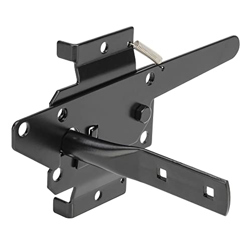 Heavy Duty Self-Locking Gate Latch for Wooden Fence Post Mount, 1Pcs Black - color: Black(1pcs)