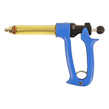 25ML Semi-automatic Livestock Syringe, Adjustable Continuous Repeating Cattle Vaccine Luer Lock Cattle Vaccine Gun, Veterinary Syringe for Cow Goat Sheep Pig - size: 25ML Blue