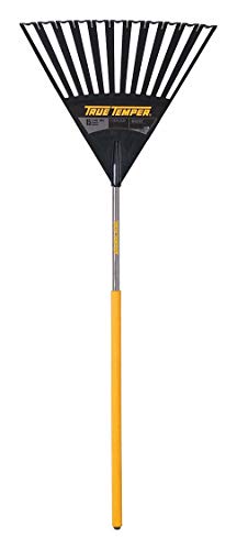 True Temper 2914912 Clog Free Poly Leaf Rake with 48 in. Hardwood Handle with Cushion Grip, 24 Inch