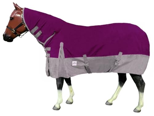 2000 Denier Combo Neck Waterproof Turnout Sheet - color: Plum - Grey, size: 81