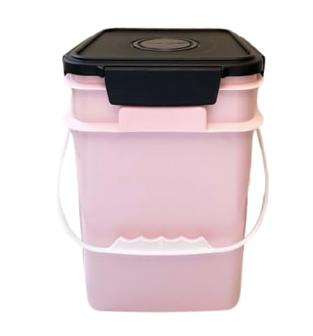House Naturals 4 Gallon Square Food Grade Plastic Bucket with Lid, Made in USA (Pack of 2) (Pink) - color: Pink