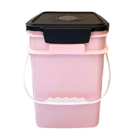 House Naturals 4 Gallon Square Food Grade Plastic Bucket with Lid, Made in USA (Pack of 2) (Pink) - color: Pink