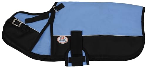 Derby Originals Horse Tough 600D Ripstop Waterproof Reflective Winter Dog Coat 150g Medium Weight, Sky Blue, 22"