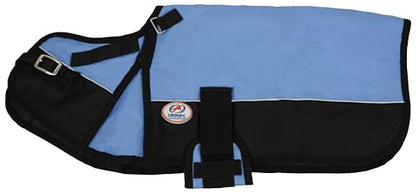 Derby Originals Horse Tough 600D Ripstop Waterproof Reflective Winter Dog Coat 150g Medium Weight, Sky Blue, 22"