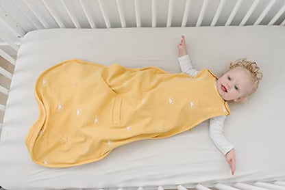 Woolino Merino Wool & Organic Cotton Baby Sleep Sack 2-24 Months – Ultimate 4-Season Baby Sleeping Bag, Universal Size Wearable Blanket, 2-Way Zipper & Adjustable Fit, Year-Round Use - Sun - color: Sun