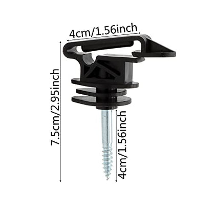 50 Pcs Electric Fence Screw-in Tape Insulators, Black