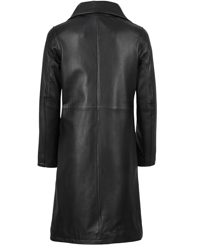 fjackets Lambskin Stylish Leather Car Coats for Womens - Real Long Leather Jacket Women Casual Leather Coat - color: Black, size: Medium