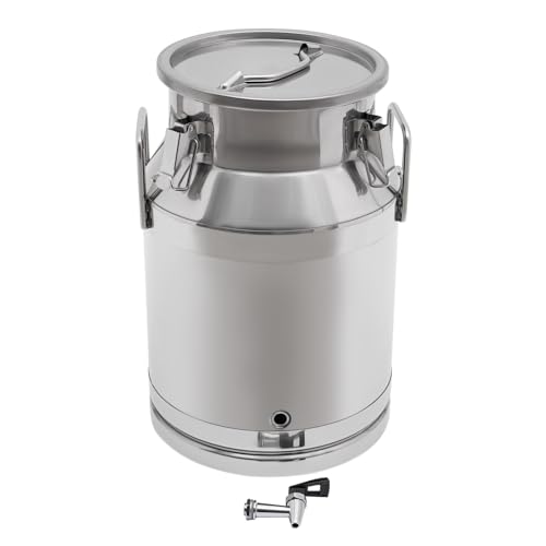 30L Stainless Steel Milk Can, Heavy Duty Food Storage & Transport Container for Dairy, Wine, Grains, Ideal for Home, Farm & Commercial Use, With a Faucet - size: 7.93Gallon