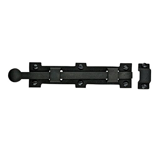 Renovators Supply Manufacturing Slide Bolt Latch 8 3/4 in. Black Wrought Iron Ball Tip Style Slide Bolt with Mounting Hardware - size: Pack of 1, style: 8.75 inch