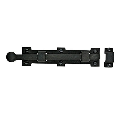 Renovators Supply Manufacturing Slide Bolt Latch 8 3/4 in. Black Wrought Iron Ball Tip Style Slide Bolt with Mounting Hardware - size: Pack of 1, style: 8.75 inch
