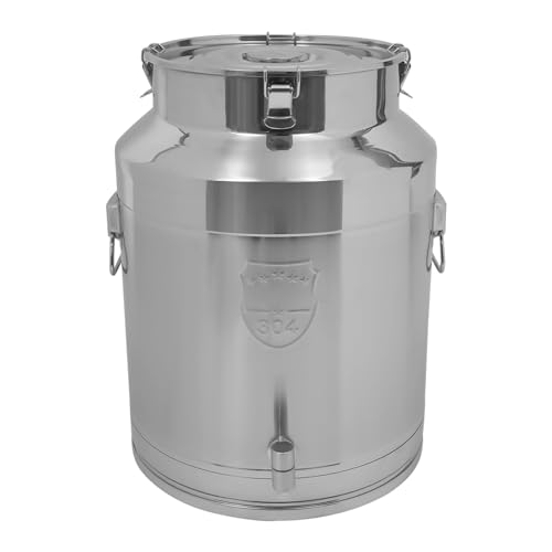 304 Stainless Steel Milk Can 64 Liter Milk Bucket Wine Pail Bucket 16.9 Gallon Milk Can Tote Jug with Sealed Lid & Faucet Heavy Duty (With Faucet, 64L/16.9Gal) - color: With Faucet, size: 64L/16.9Gal