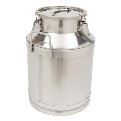 Stainless Steel Milk Can, 50 Liter Seamless Milk Jug Wine Pail Bucket 13.2 Gallon Anti-Leak Liquid Storage Container Milk Pail with Sealed Lid Heavy Duty for Milk and Wine (50L) - size: 50L