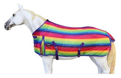 76" Horse Sheet Summer Spring Airflow Mesh Rainbow 7343 - color: Rainbow, size: 76 inches