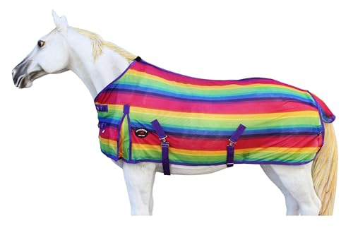 66" Horse Sheet Summer Spring Airflow Mesh Rainbow 7343 - color: Rainbow, size: 66 inches