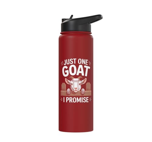 Just One Goat I Promise Cute Coat Pygmy Goat Farmer Stainless Steel Insulated Water Bottle - color: Red