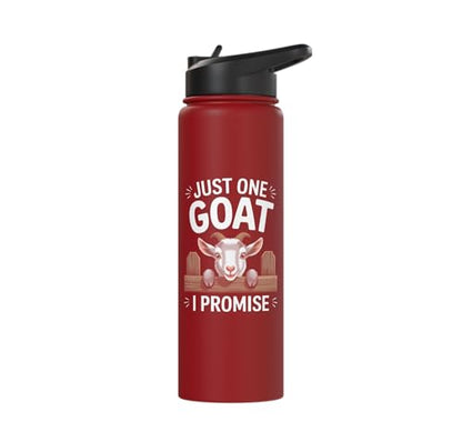 Just One Goat I Promise Cute Coat Pygmy Goat Farmer Stainless Steel Insulated Water Bottle - color: Red