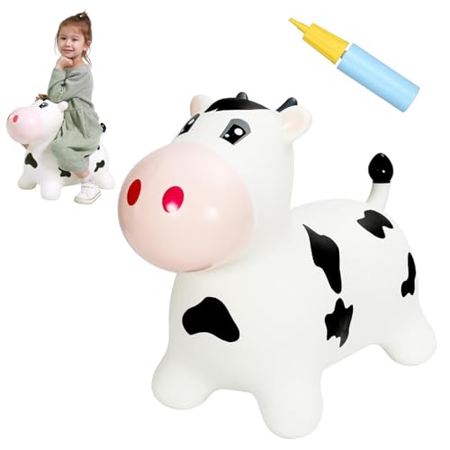 INPANY Bouncy Horse, Cow Hopper for Toddlers, Kid Gifts Toy, Pump Included | Eco-Friendly PVC, Low Center Gravity, Cute Cartoon Design, Load 100 Lbs, Learn & Exercise & Active Fun, Gifts for 1-3 Kids - color: Black and White