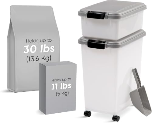 IRIS USA Dog Food Storage Container, Up to 30+11 lbs, Gray/Dark Gray - color: Silver