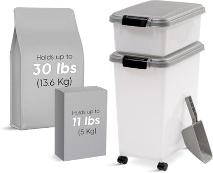 IRIS USA Dog Food Storage Container, Up to 30+11 lbs, Gray/Dark Gray - color: Silver
