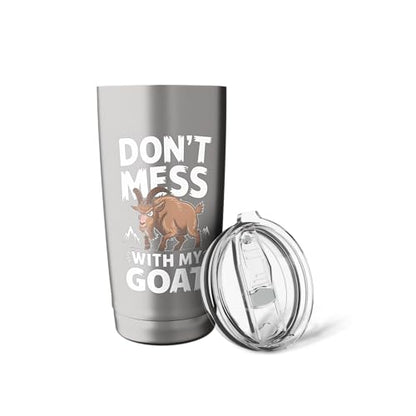Don´t Mess With My Goat Cute Coat Pygmy Goat Farmer Stainless Steel Insulated Tumbler - color: Brushed Steel