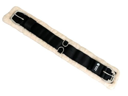 Horse Girths - Synthetic Wool Horse Cinch with Rust Free Roller Buckles and D-rings, 30 inch, Black, Black/Cream
