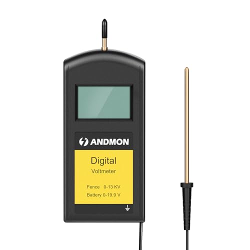 Andmon Versatile Electric Fence Tester, Battery Testing with Large LCD Display, Digital Electric Fence Voltage Tester, Accurate Testing Range 0 to13000V, Portable Design