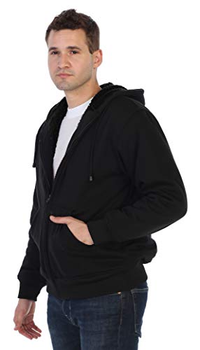 Gioberti Men's Soft Heavyweight Sherpa Lined Fleece Hoodie Jacket - color: Black B, size: Small